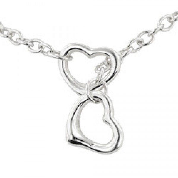 Locked Hearts Silver Necklace - 16" long