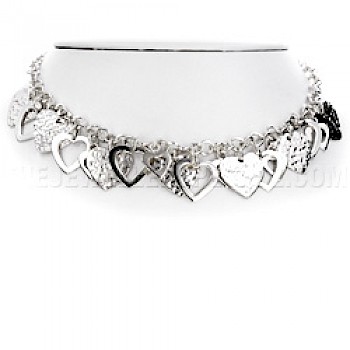 Multi-Hearts Silver Necklace - 41cm long