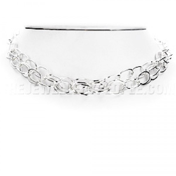 3-Strand Ovals Silver Necklace - 18" long