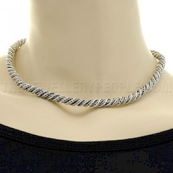 Spiral Thai Chain Silver Necklace - 6mm wide - 17" long