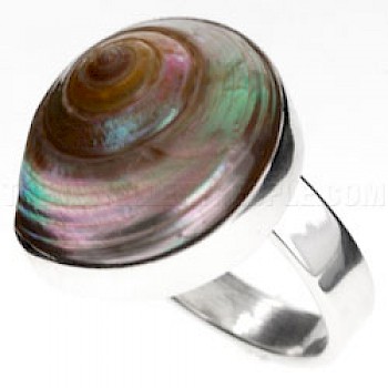 Pearlised Shell & Silver Top Ring