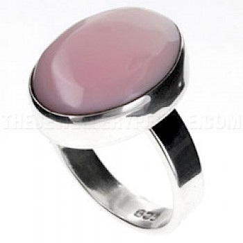 Pink Abalone Shell & Silver Oval Ring