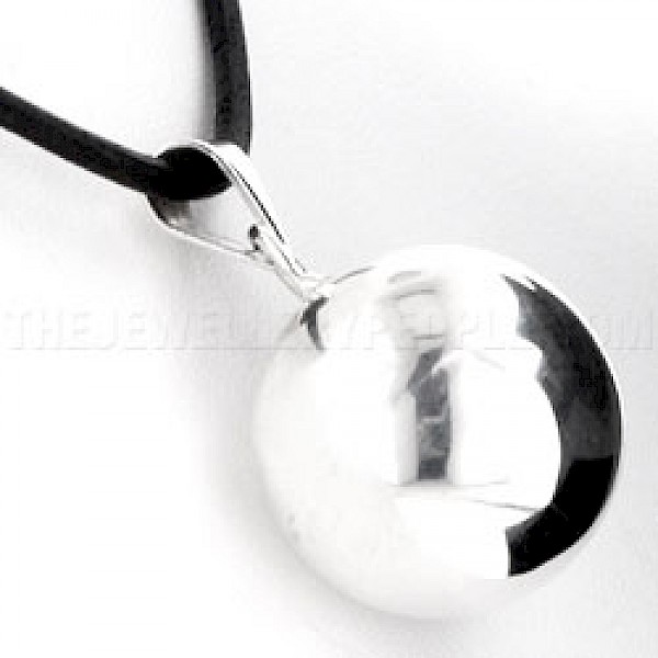 Silver-Plated Harmony-Bell 20mm Ball Pendant - With free Suede Necklace - PT410