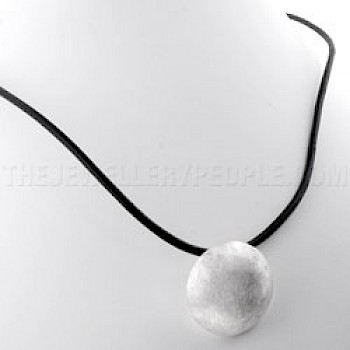 Round Brushed Silver Pendant - 20mm - PT037