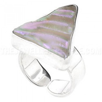 Lilac Dichroic Glow-Glass & Silver Triangular Ring - 22mm