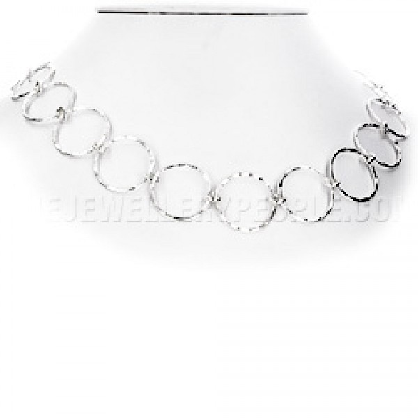 Circles Silver Necklace - 60cm long