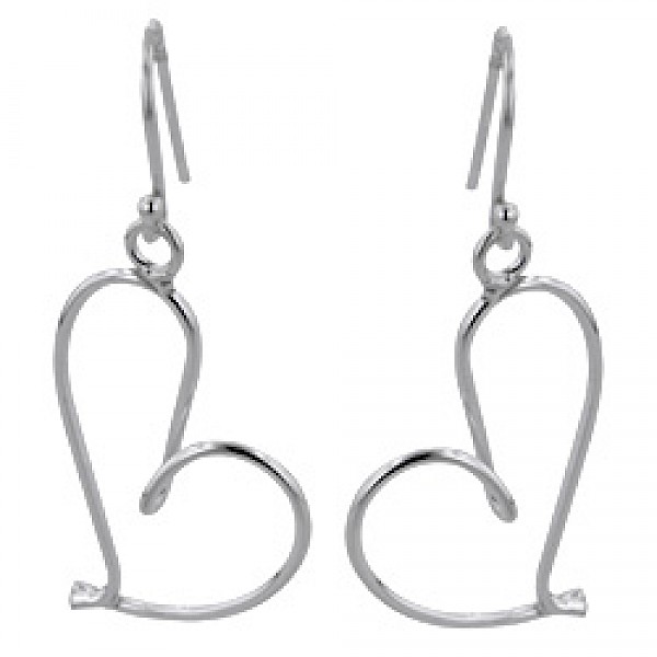 27mm Large Wired Heart Drop Earrings - 40mm Long - ES661