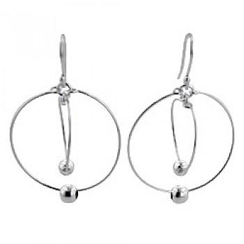 27mm Round Wired Beaded Discs Drop Earrings - 40mm Long