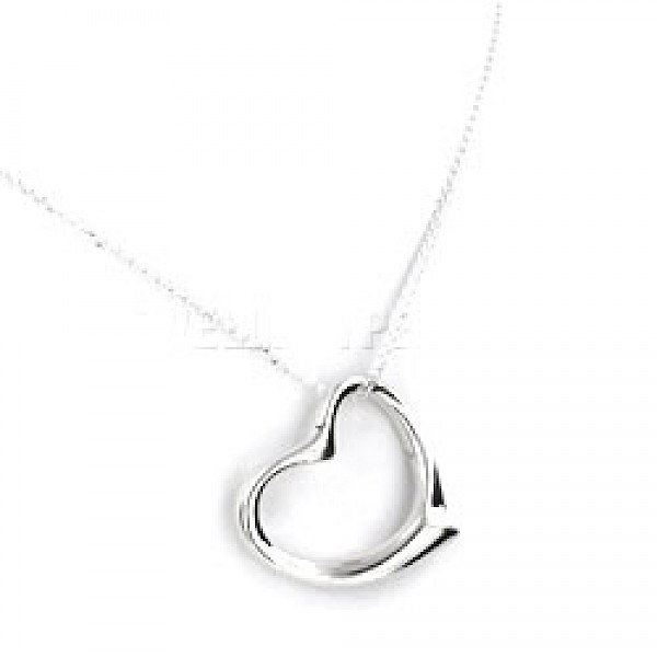 Smoothed Heart Silver Pendant - 30mm - PT633