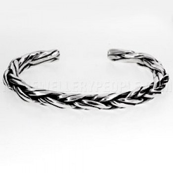 Twisted Multi Wire Open Silver Bangle - 6mm Wide