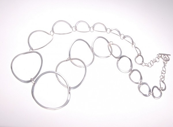 Large Circles Silver Necklace - 36" long