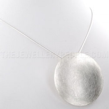 Round Brushed Silver Pendant - 45mm - PT035