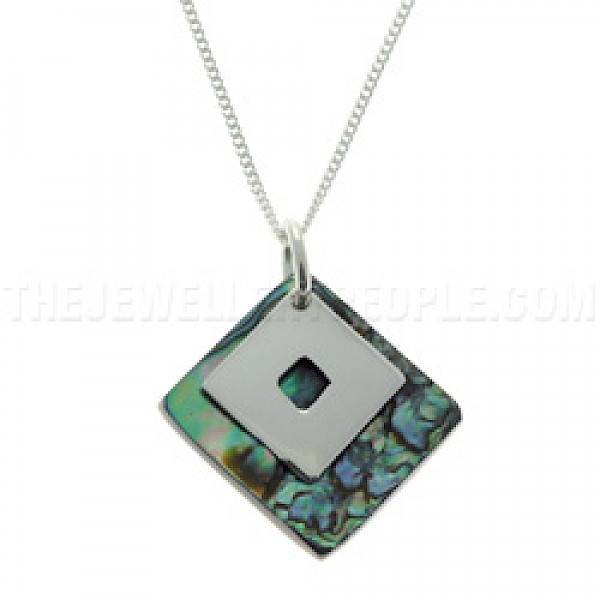 Abalone & Silver Diamond Pendant - SL018