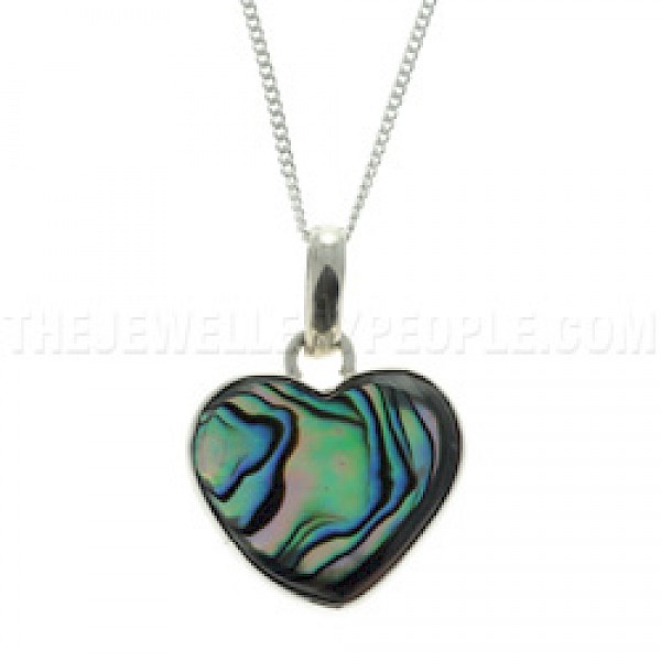 Abalone & Silver Heart Pendant - SL075