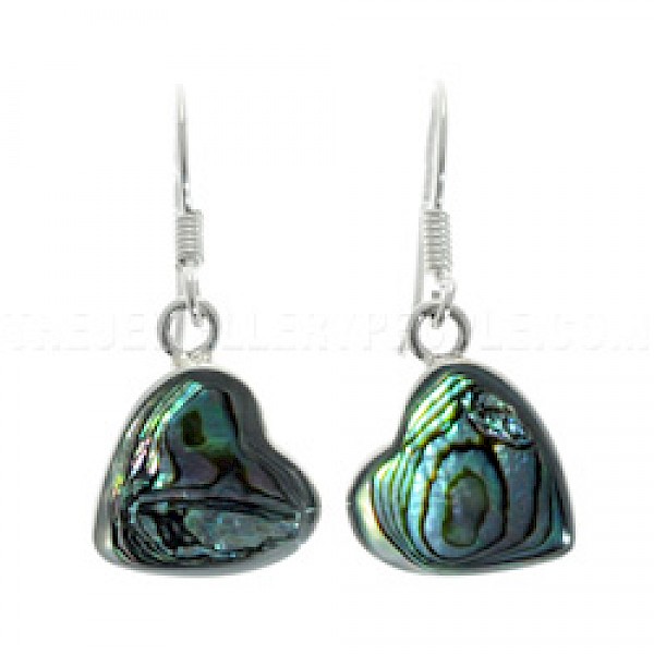 Abalone Heart & Silver Earrings - SL078