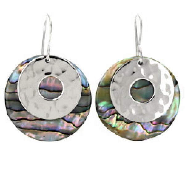 Abalone Shell & Silver Polo Earrings - SL099