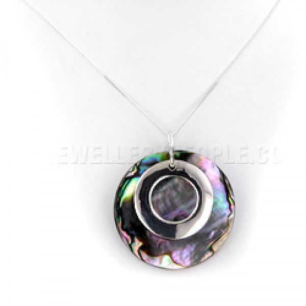 Abalone Shell & Silver Polo Pendant - SL098