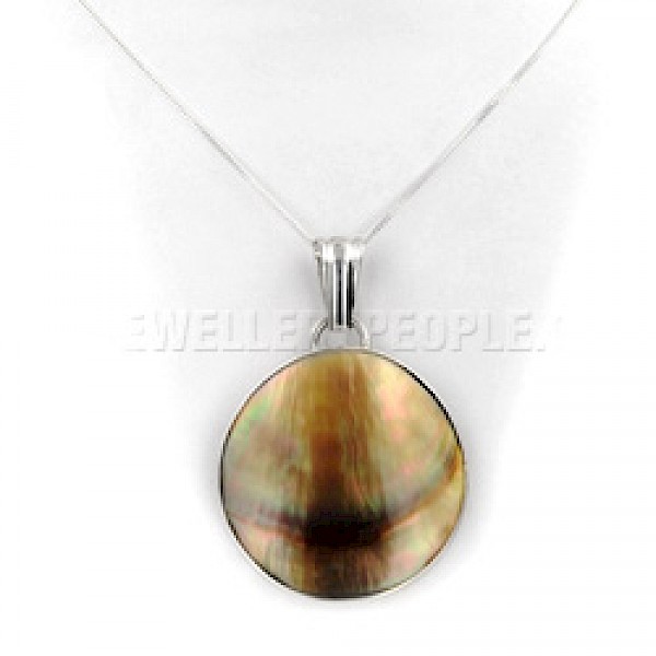 Abalone Shell Disc & Silver Pendant - SL096