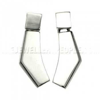 Abstract Fragment Silver Earrings - 32mm Long