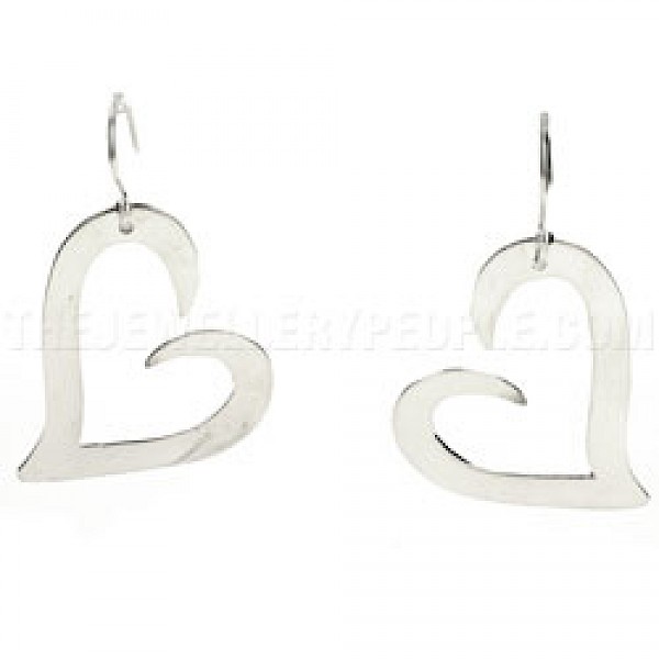 Abstract Heart Silver Earrings - 35mm Wide - ES351