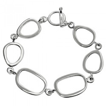 Abstract Ovals Silver Polished Bracelet