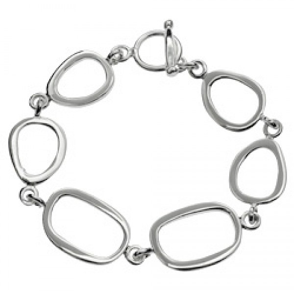 Abstract Ovals Silver Polished Bracelet