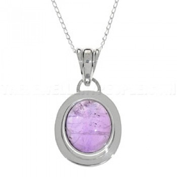 Amethyst & Silver Lipped Pendant - CD002