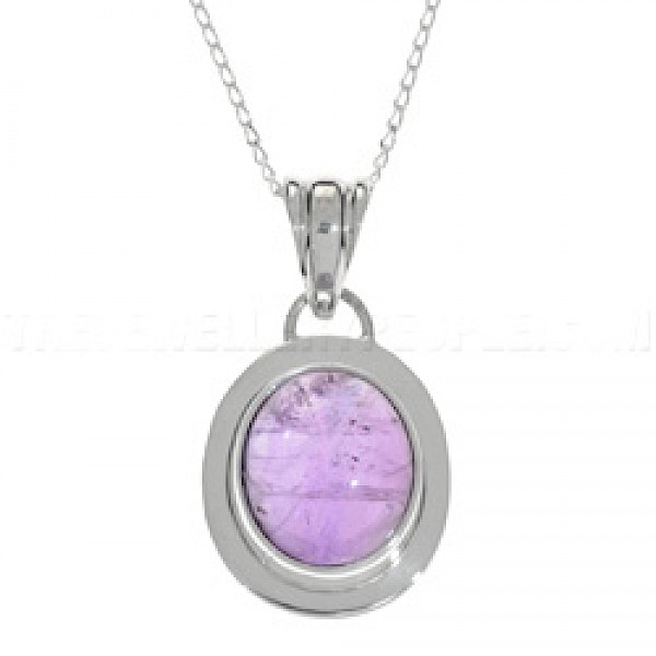 Amethyst & Silver Lipped Pendant - CD002