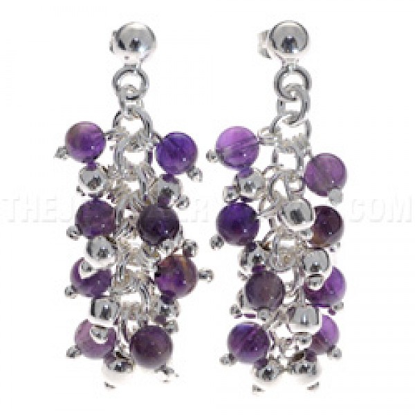 Amethyst Bead & Silver Earrings