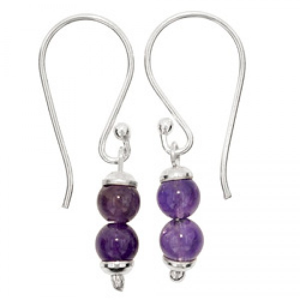 Amethyst Drop Earrings - 35mm Long