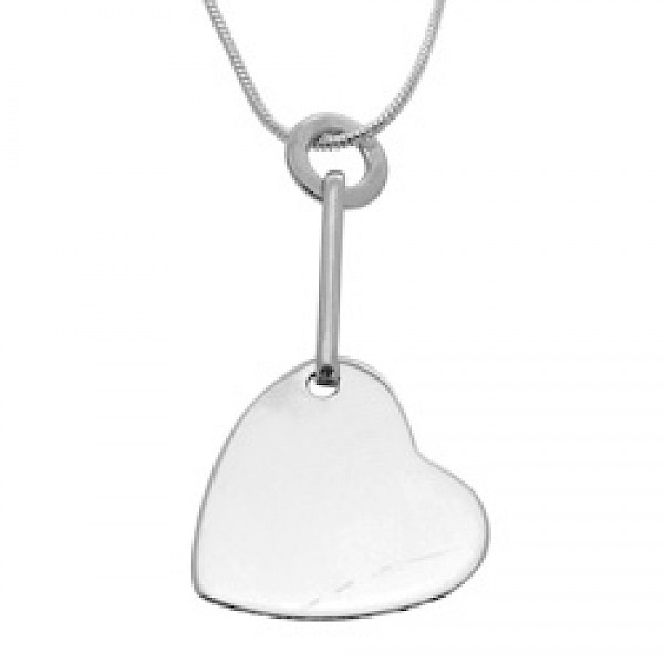 Angled Flat Silver Heart Pendant - PT582