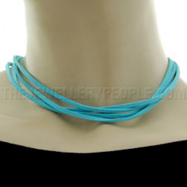 Aqua Blue Suede Necklace - Four Strands