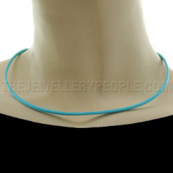 Aqua Blue Suede Necklace - Single Strand