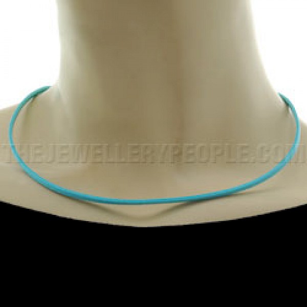 Aqua Blue Suede Necklace - Single Strand