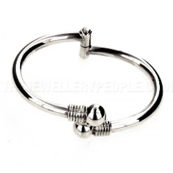 Ball Hinged Silver Childs' Bangle - BY007