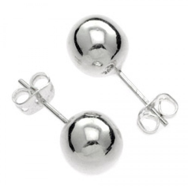 Ball Silver Stud Earrings - 8mm - ES626