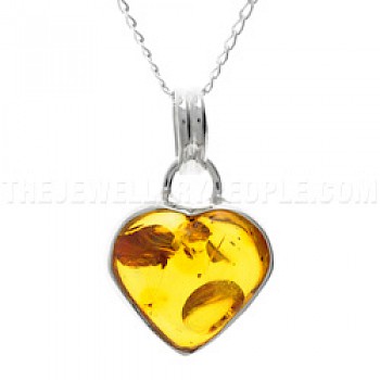 Baltic Amber & Silver Heart Pendant - CD103