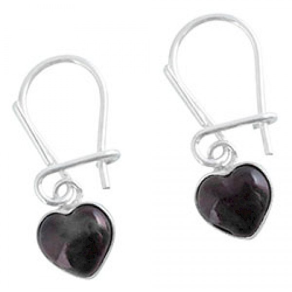 Baltic Amber Silver Heart Drop Earrings - 22mm Long