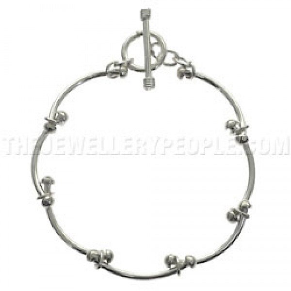Curved Bar Links Silver Bracelet - SBT032