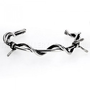 Barbed Wire Open Silver Bangle
