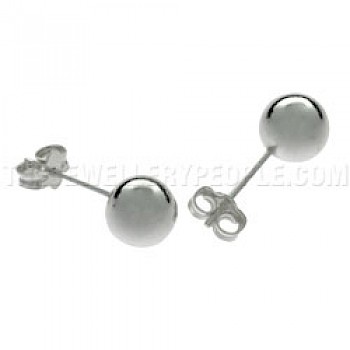 Bead Silver Stud Earrings - 6mm - ES456