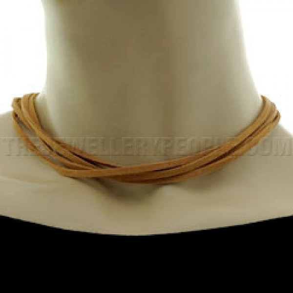 Beige Suede Necklace - Four Strands