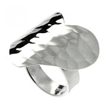 Big Hammered Silver Heart Ring