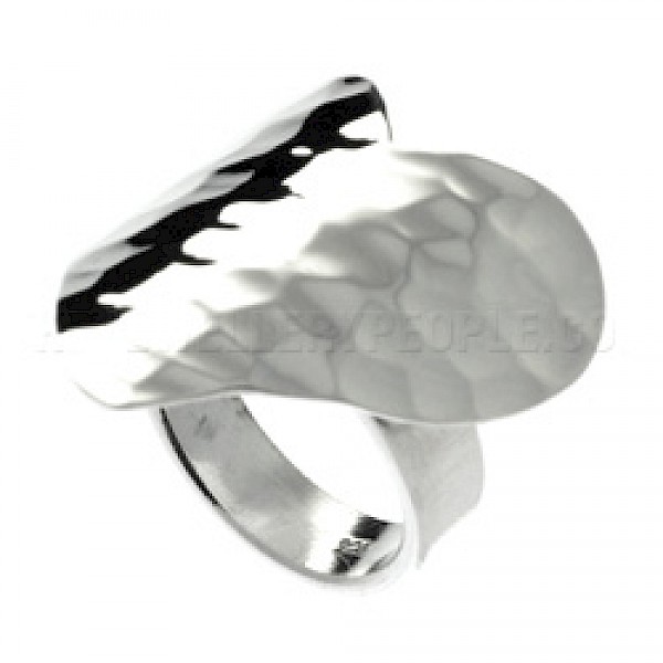 Big Hammered Silver Heart Ring - RG127