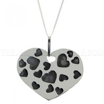 Big Heart Oxidised Silver Pendant - PT181