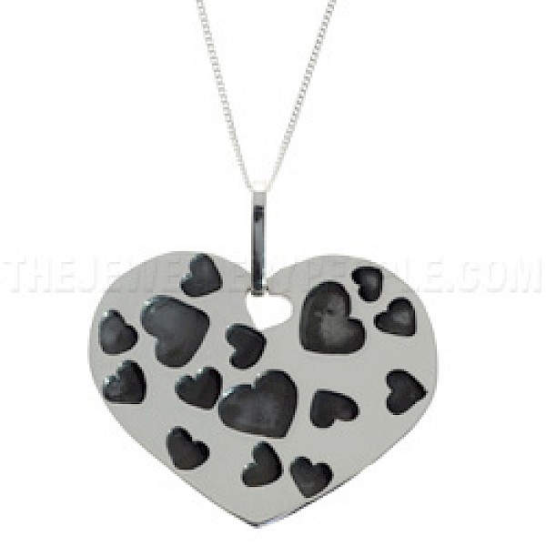 Big Heart Oxidised Silver Pendant - PT181