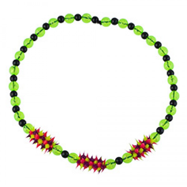 Black & Yellow Bead Necklace (Orange Rubber Spike)