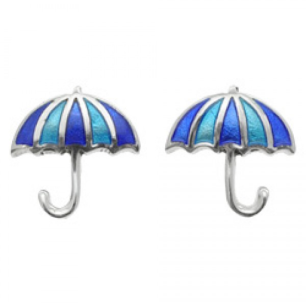Blue Umbrella Silver Earrings