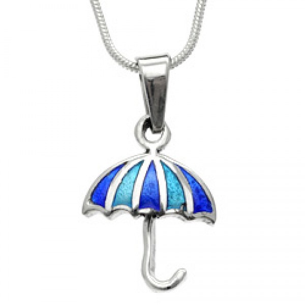 Blue Umbrella Silver Pendant - PT577