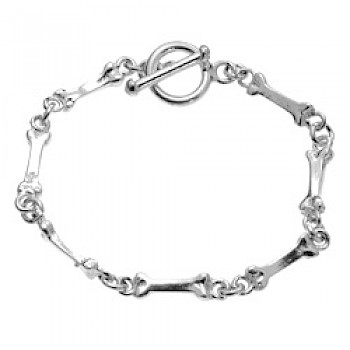 Bones Silver Bracelet - Short Bones - 7.5" Long